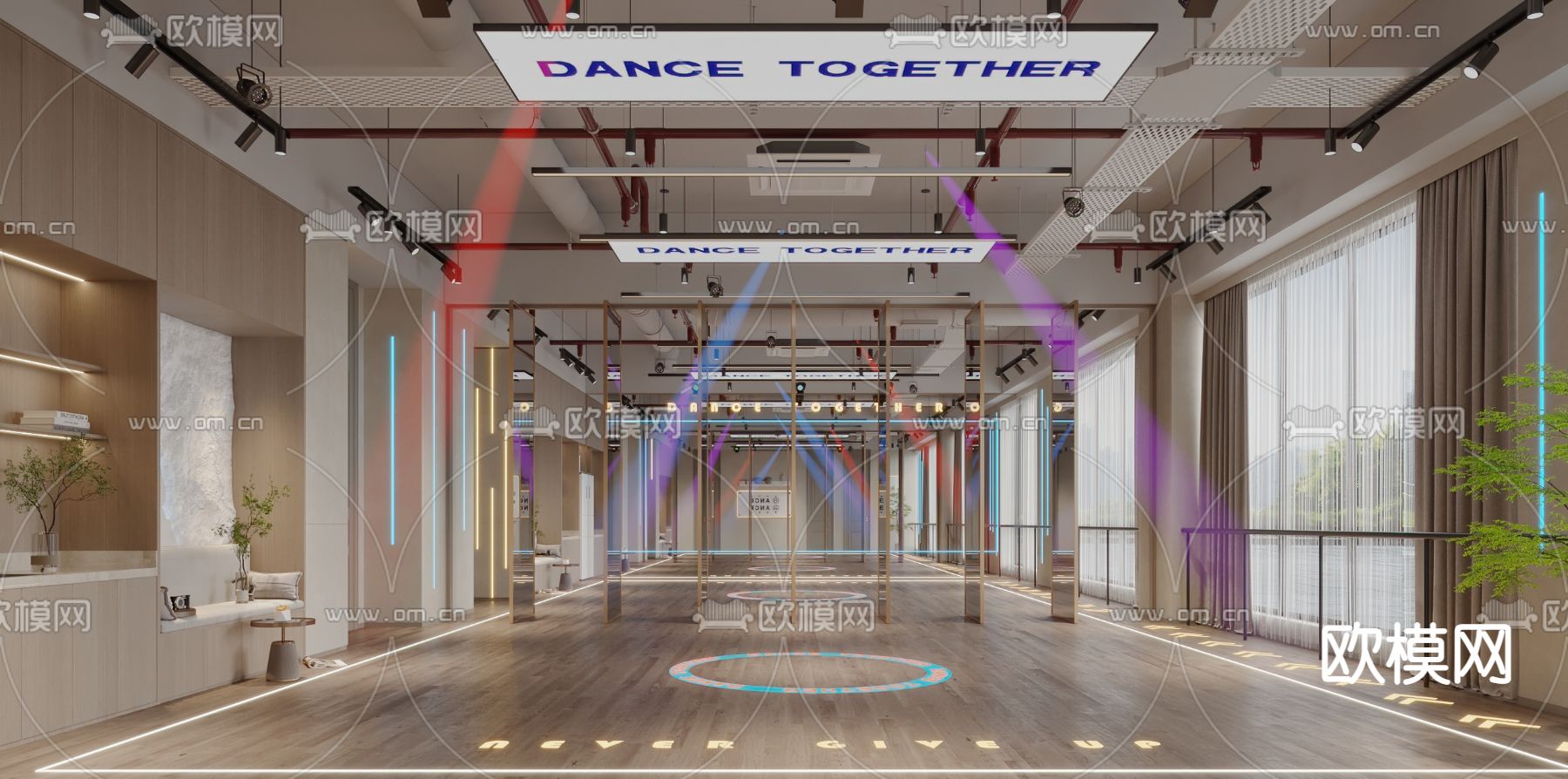 舞蹈室 街舞 培训3d模型下载（渲染图1）