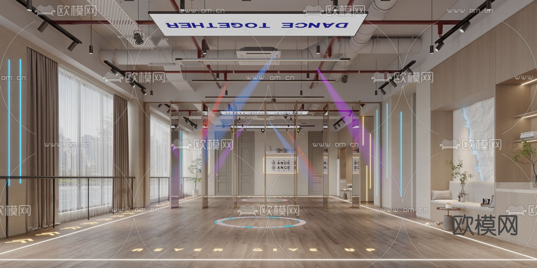 舞蹈室 街舞 培训3d模型下载（渲染图2）