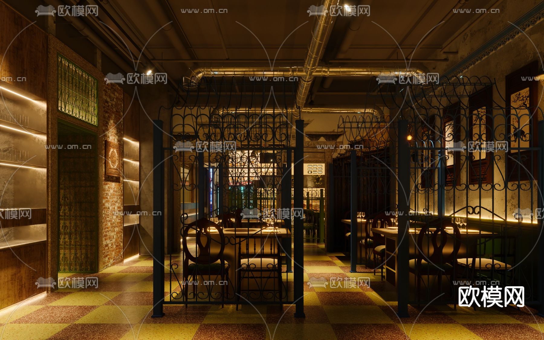 潮汕火锅店3d模型下载（渲染图3）