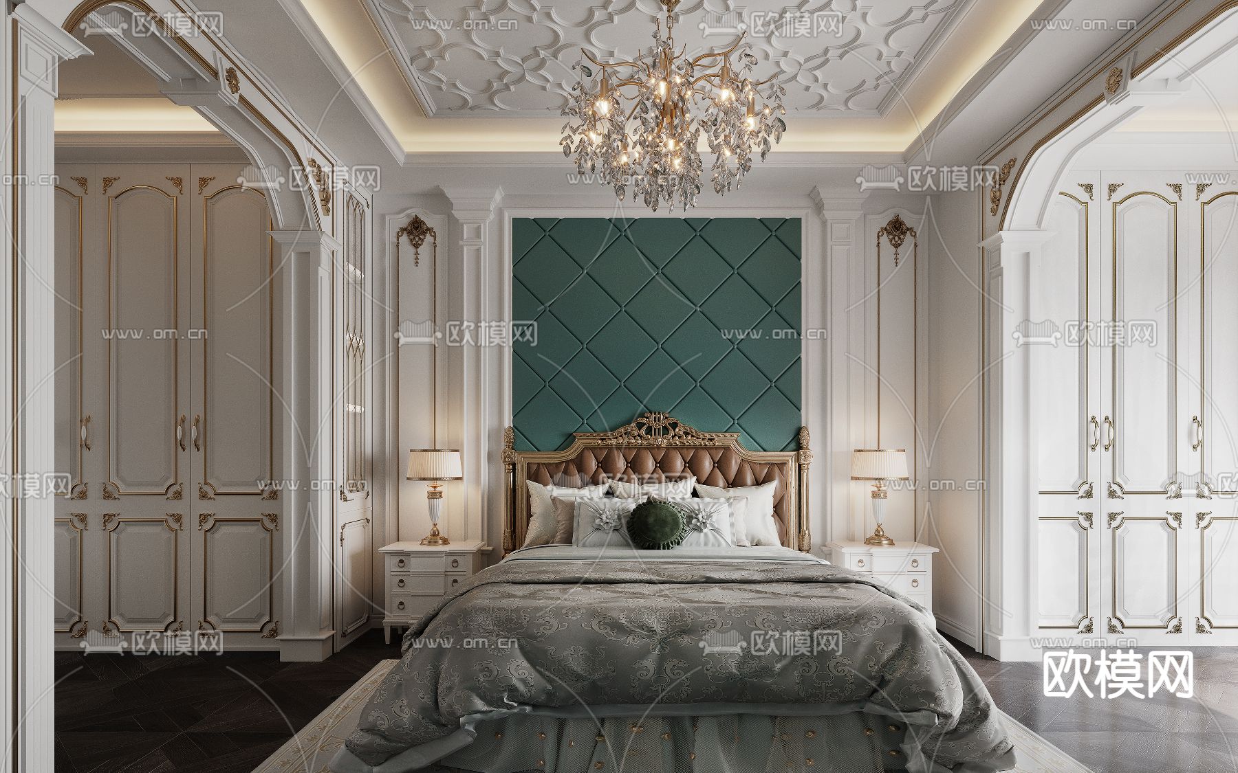 欧式卧室 主人房3d模型下载（渲染图1）