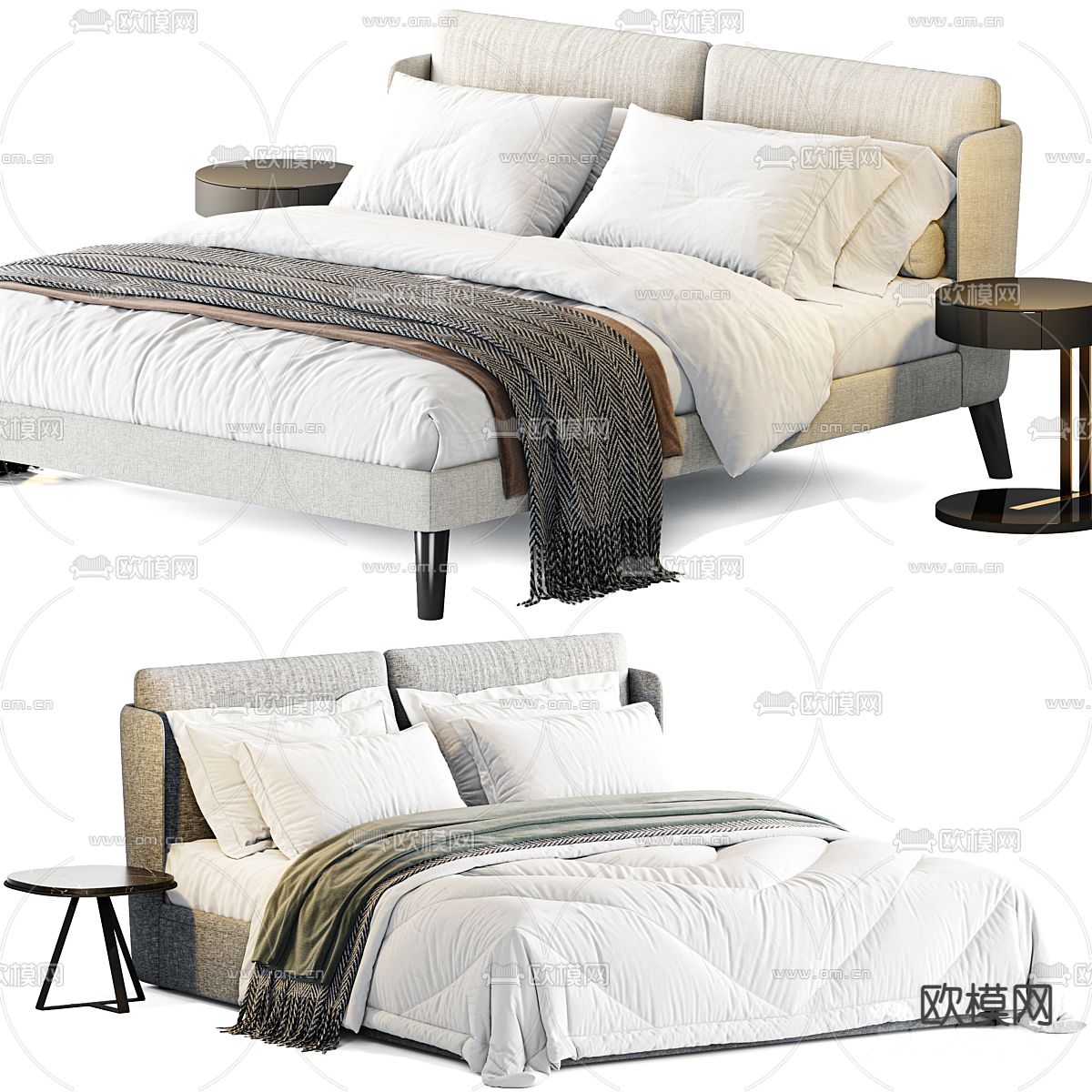 Meridiani 双人床3d模型下载（渲染图2）