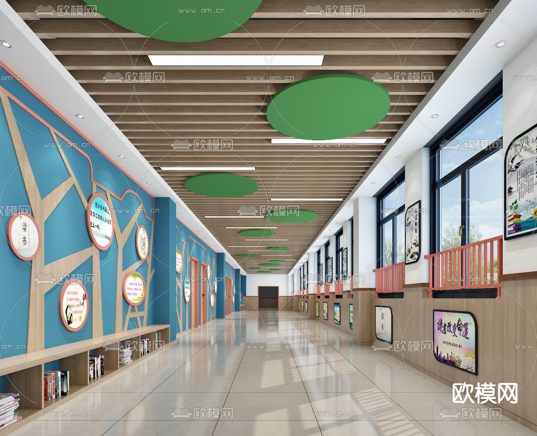 幼儿园走廊3d模型下载（渲染图2）