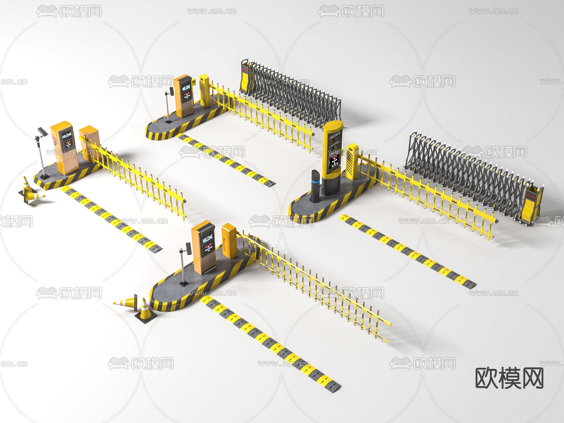 收费杆 停车杆 门闸 车闸3d模型下载