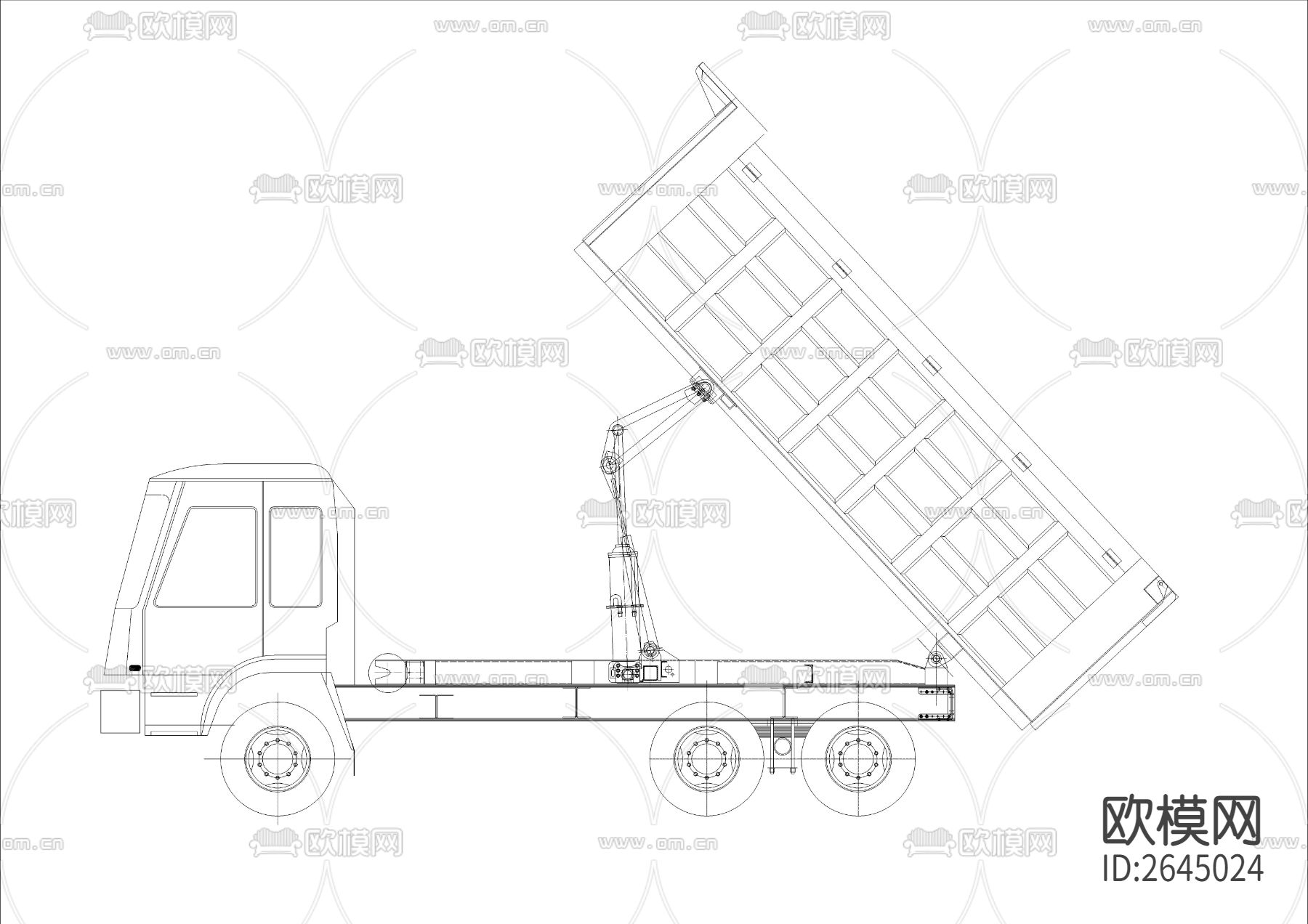 自卸汽车货车CAD施工图下载（渲染图3）