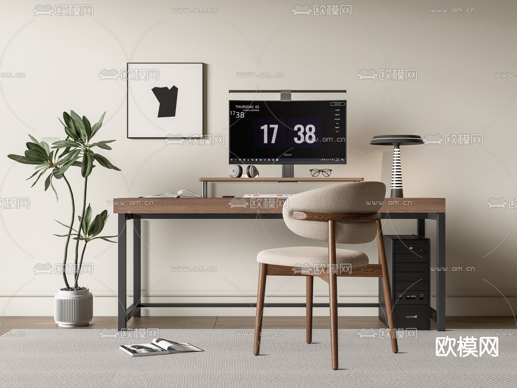 现代书桌 写字台 电脑桌3d模型
