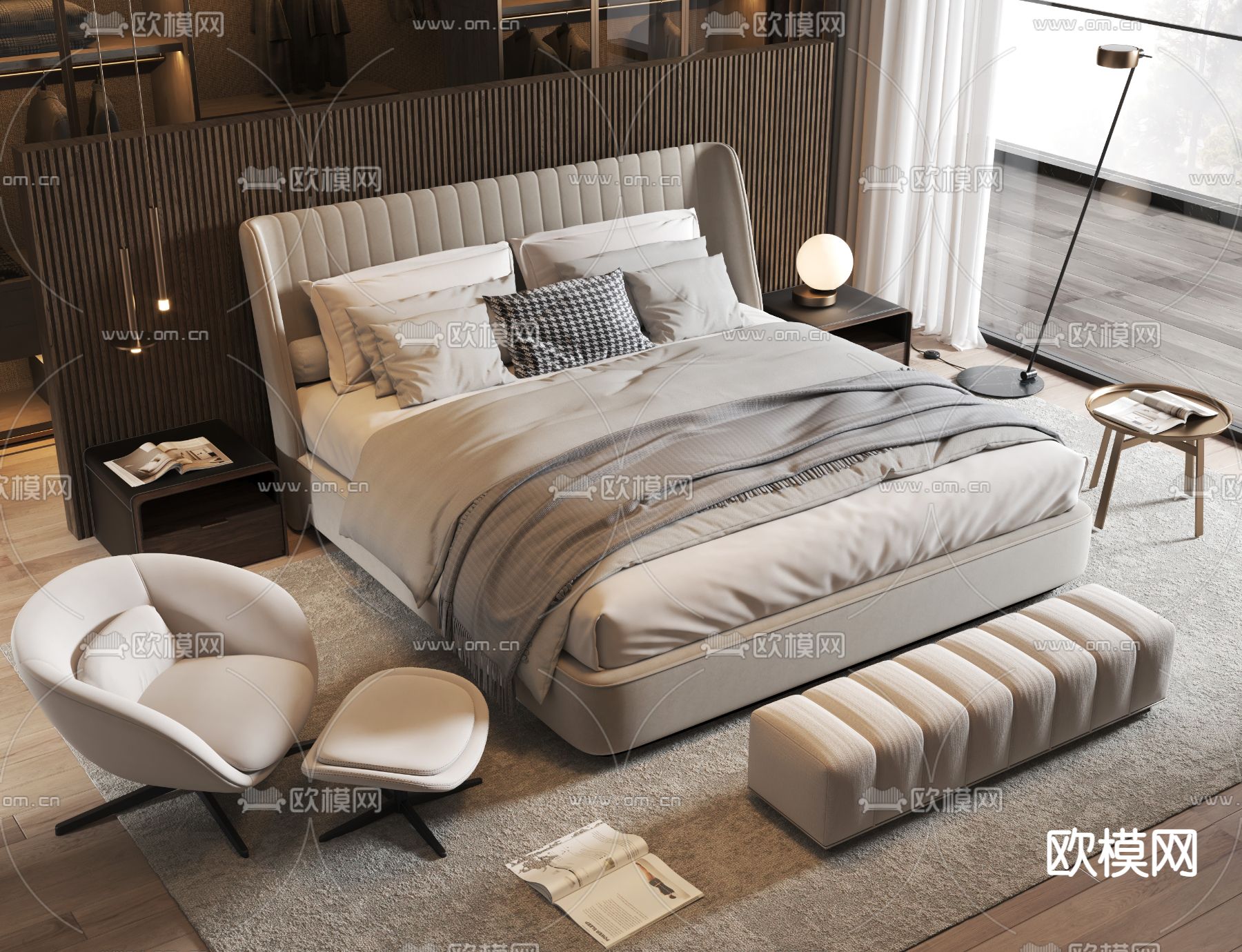 Minotti 双人床3d模型下载_ID14092992_3dmax免费模型-欧模网