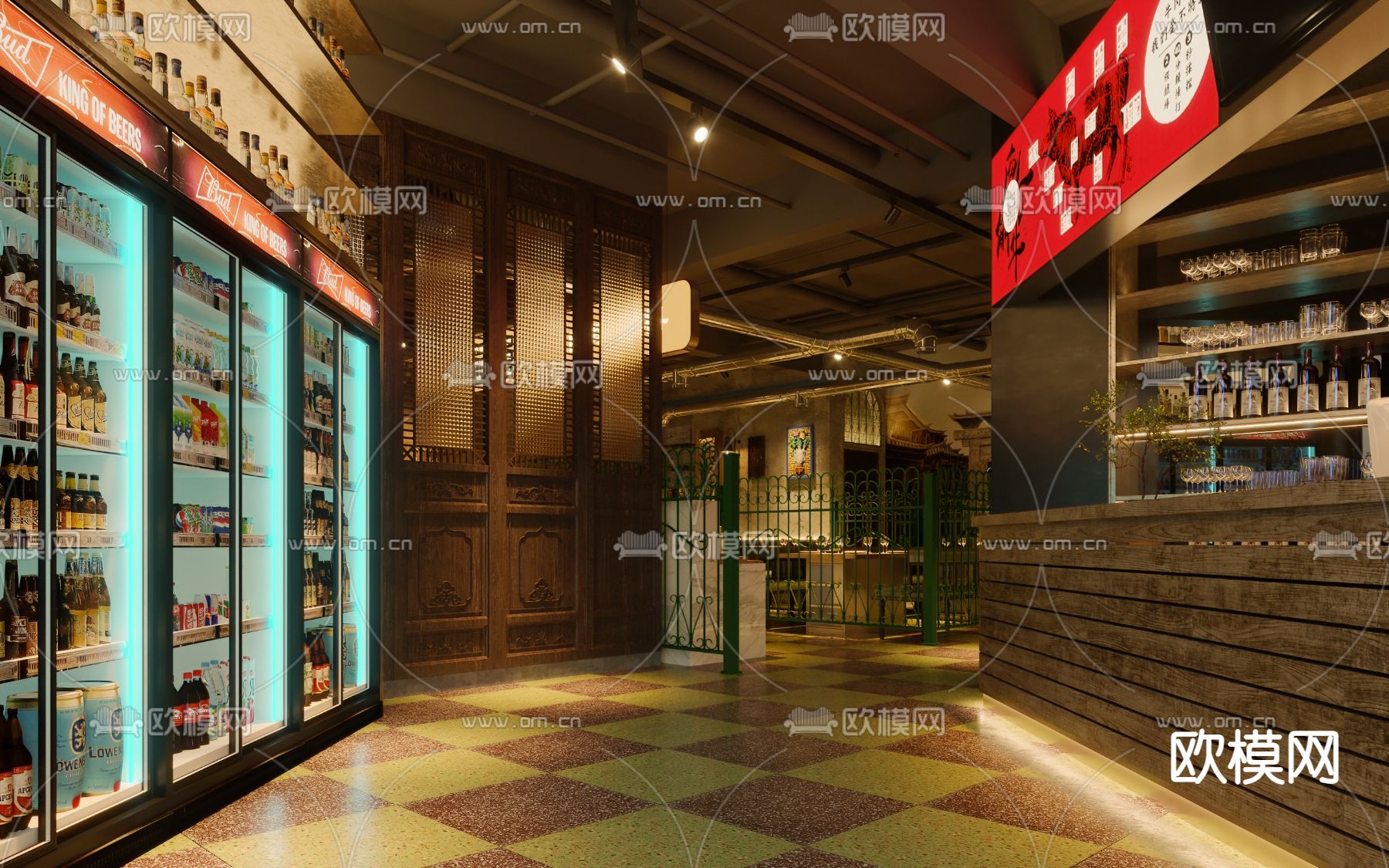 潮汕火锅店3d模型下载（渲染图6）
