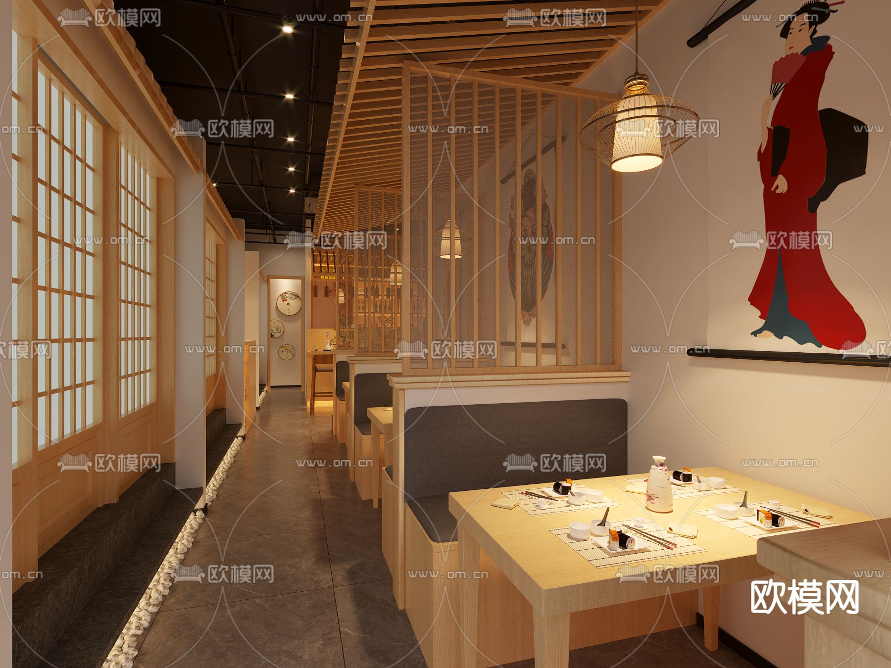 日式餐厅 居酒屋3d模型下载（渲染图4）