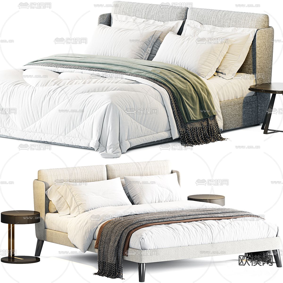 Meridiani 双人床3d模型下载（渲染图3）