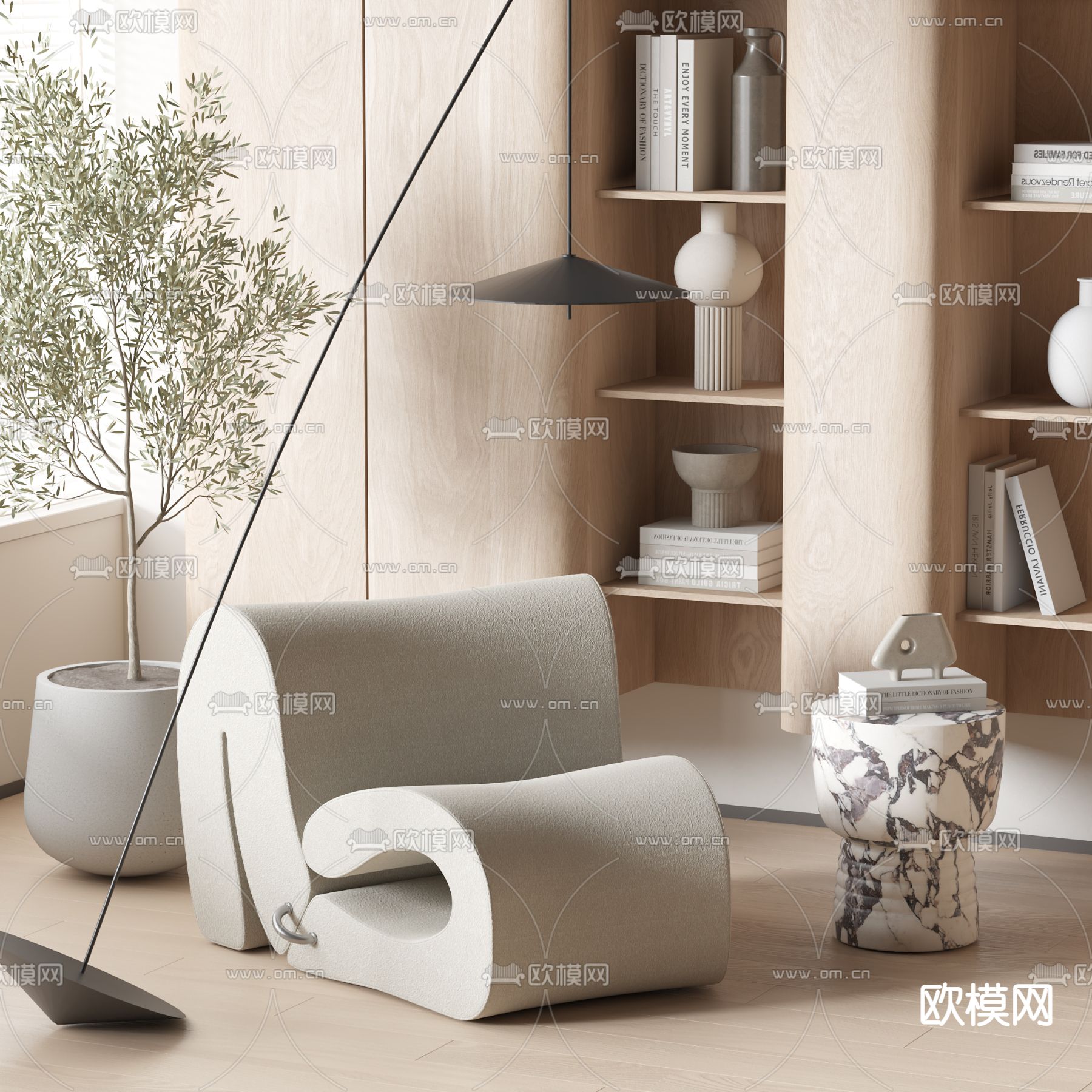 侘寂风椅子 休闲椅3d模型下载