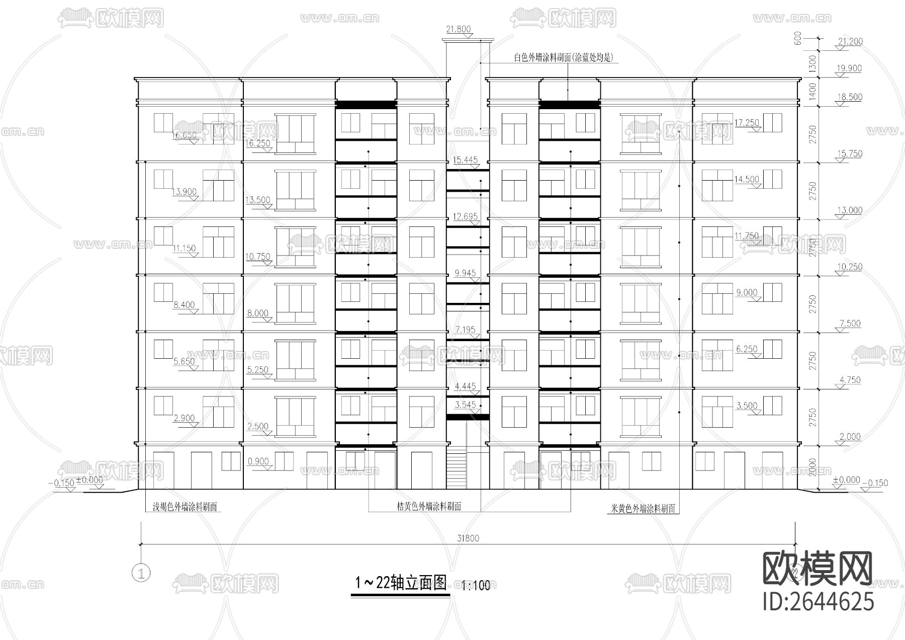 单位集资房CAD施工图下载（渲染图5）
