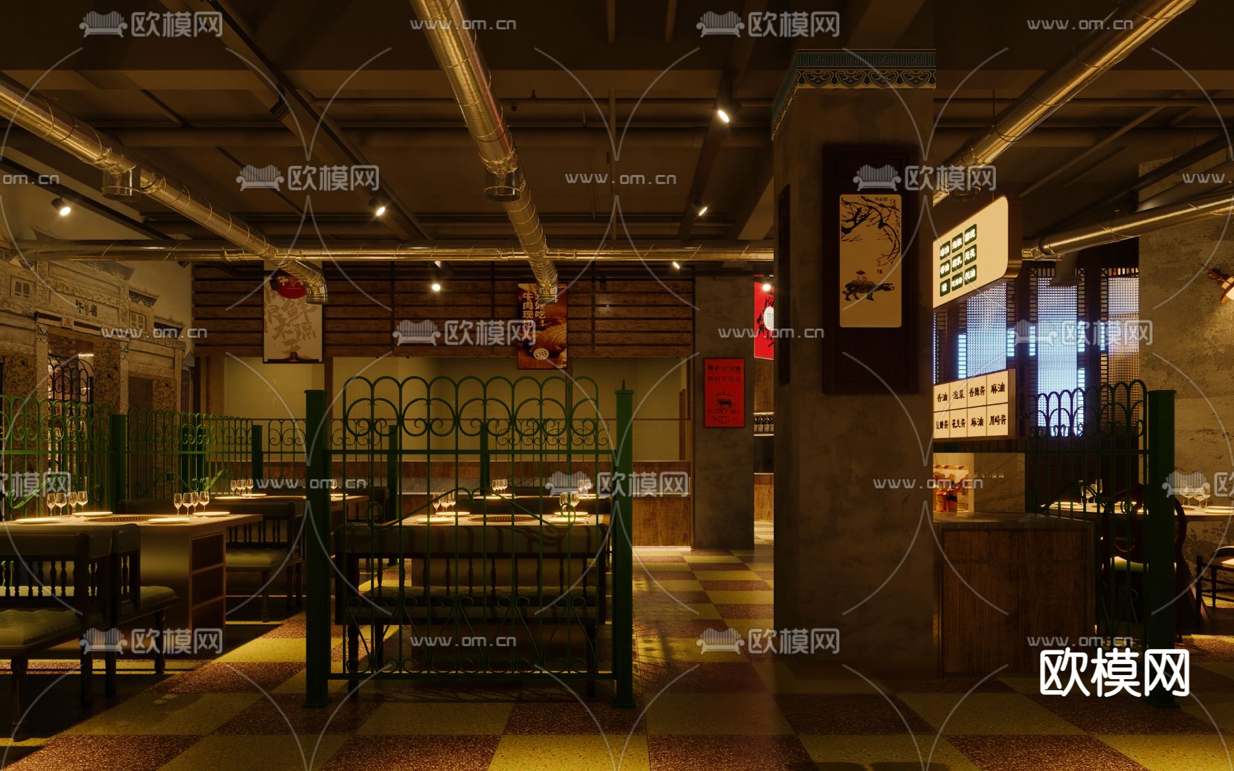 潮汕火锅店3d模型下载（渲染图8）