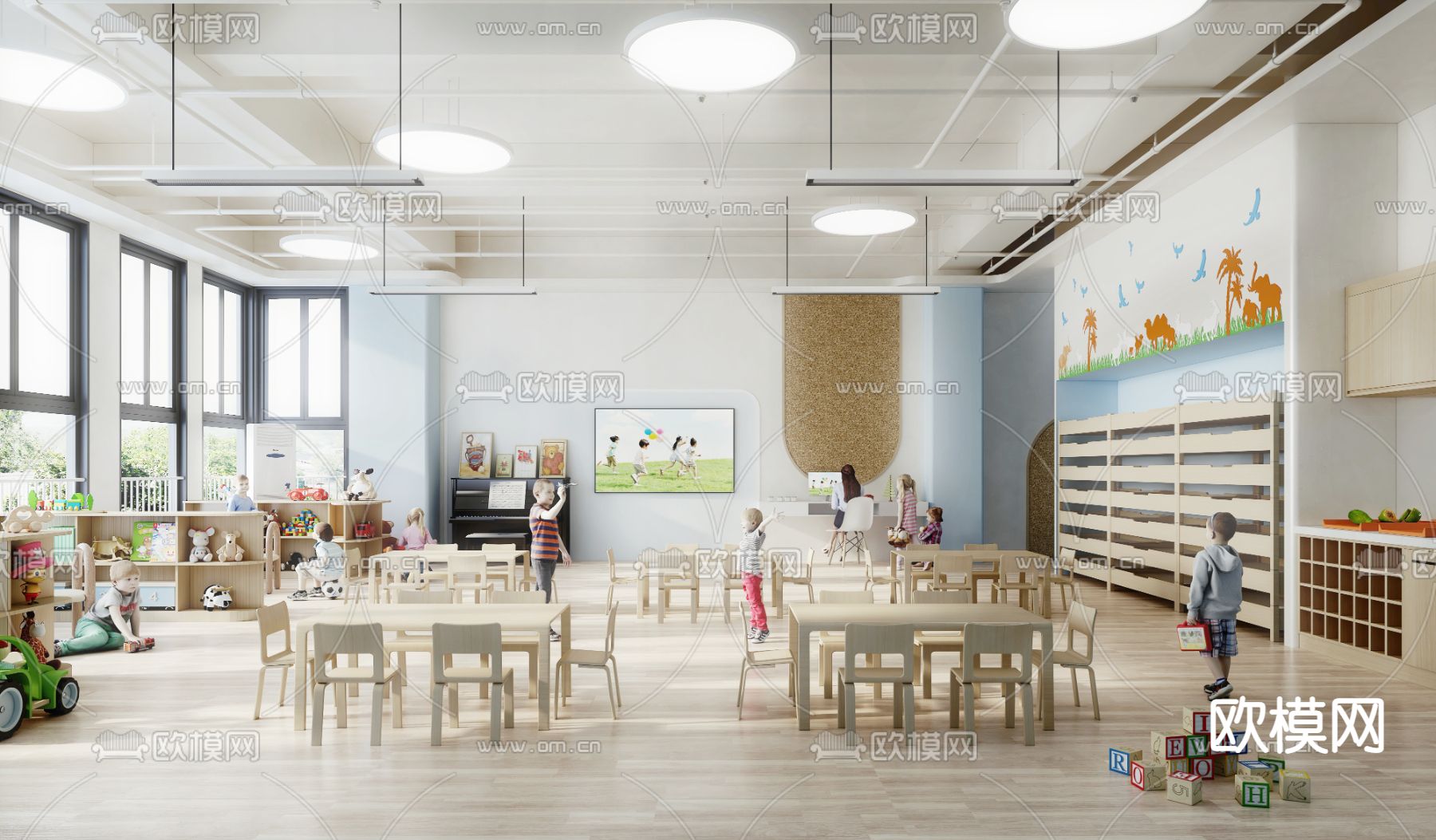 幼儿园教室 培训机构3d模型下载