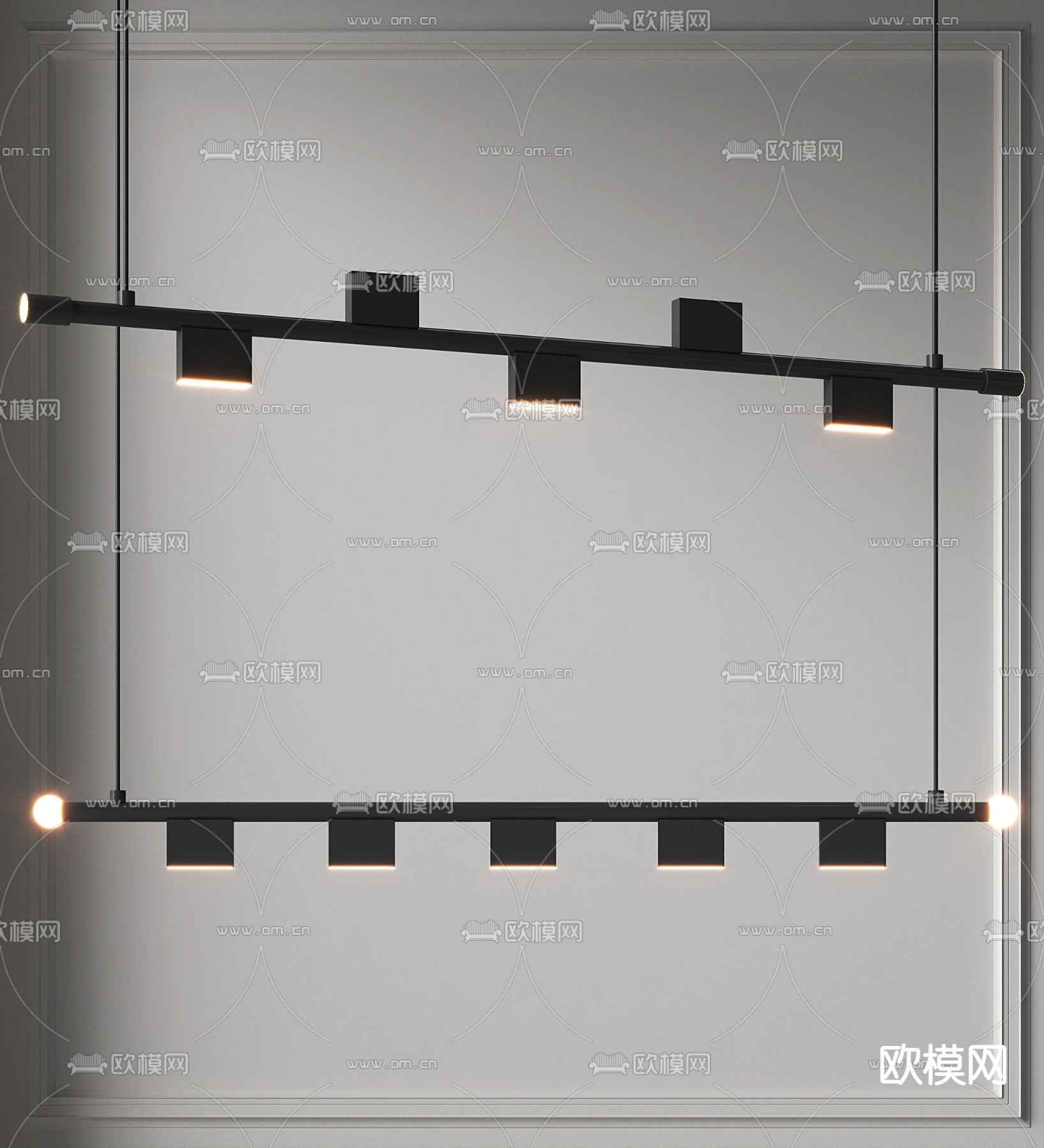 长条吊灯 办公吊灯3d模型下载_ID14092779_3dmax免费模型-欧模网