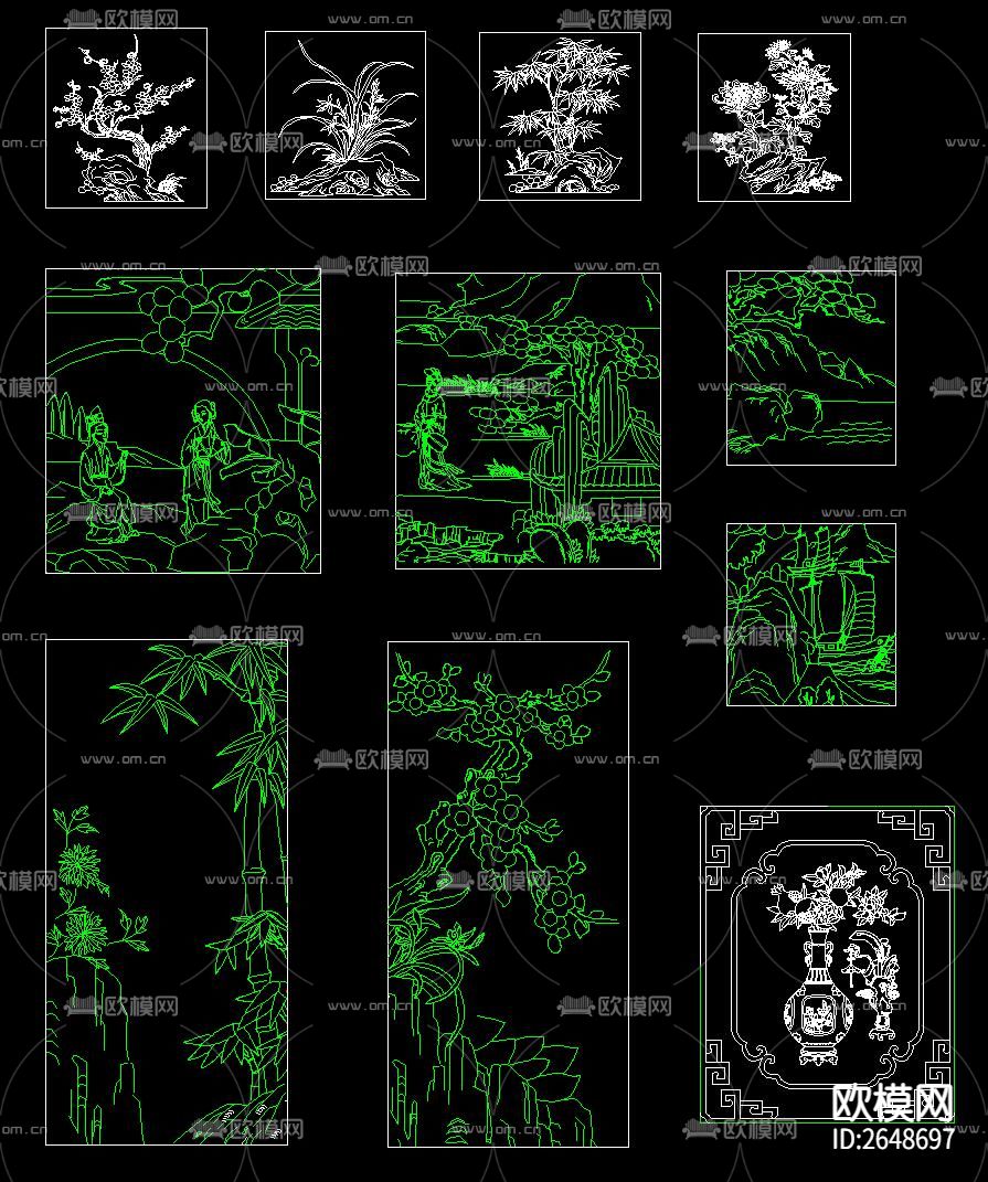 中式雕花CAD图库下载（渲染图6）