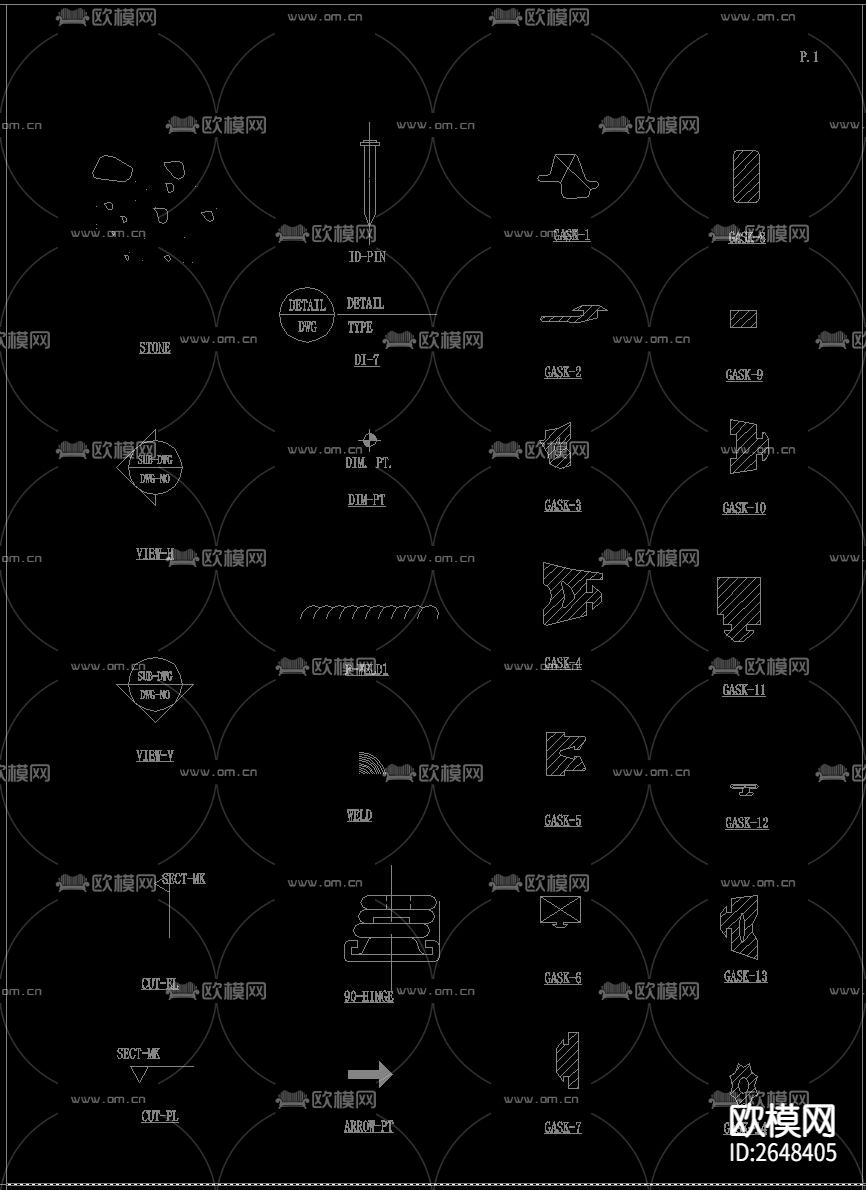 幕墙螺钉螺栓CAD图库下载（渲染图3）