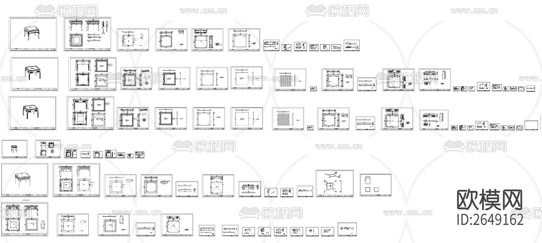 麻将桌CAD图库下载（渲染图1）