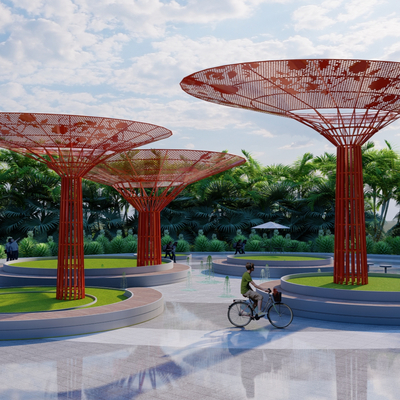 玫瑰廊架 口袋公园su模型