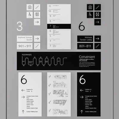  楼层指示牌 导视牌 标识牌su模型 