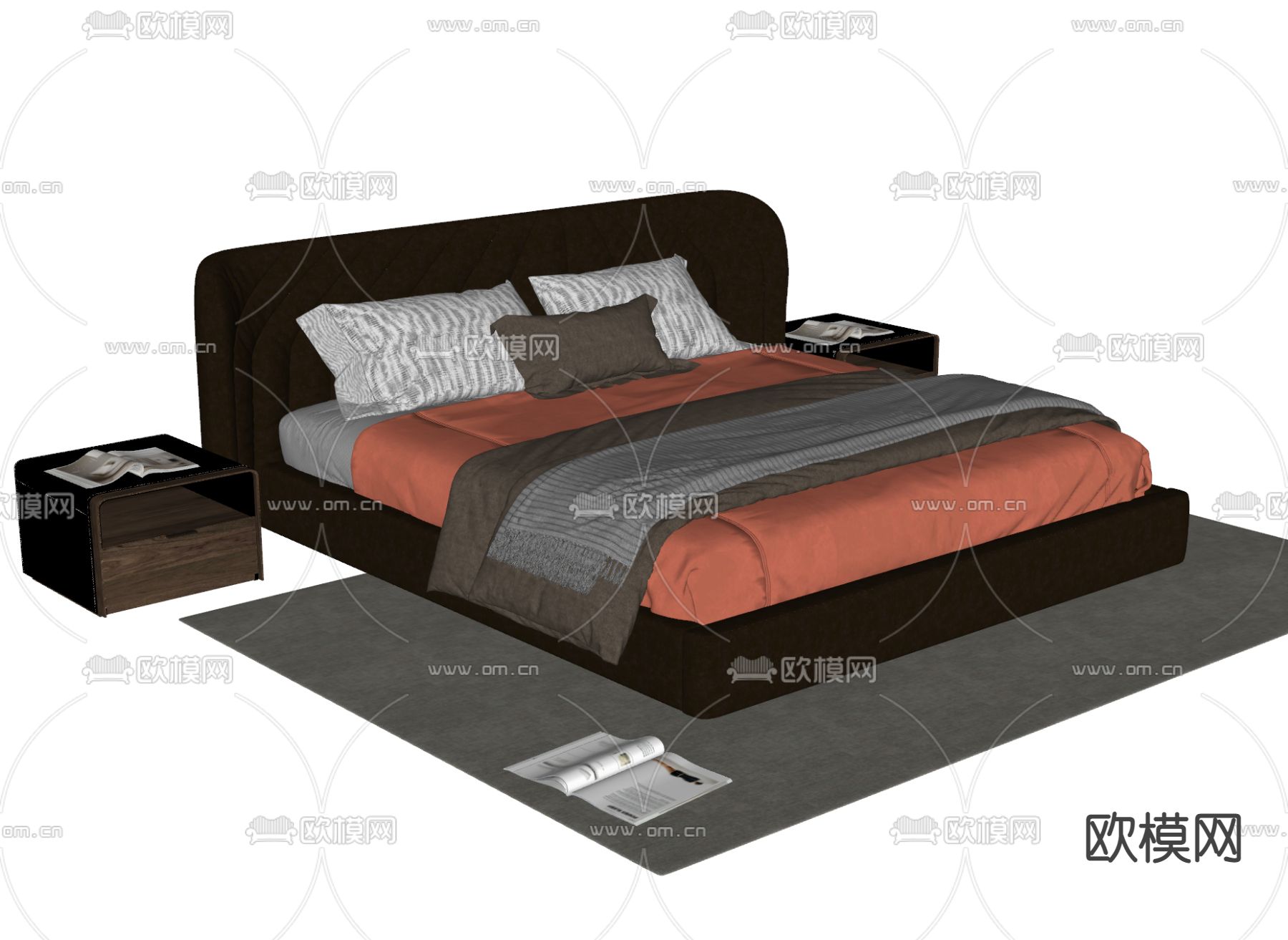 pertica 双人床su模型下载（渲染图2）