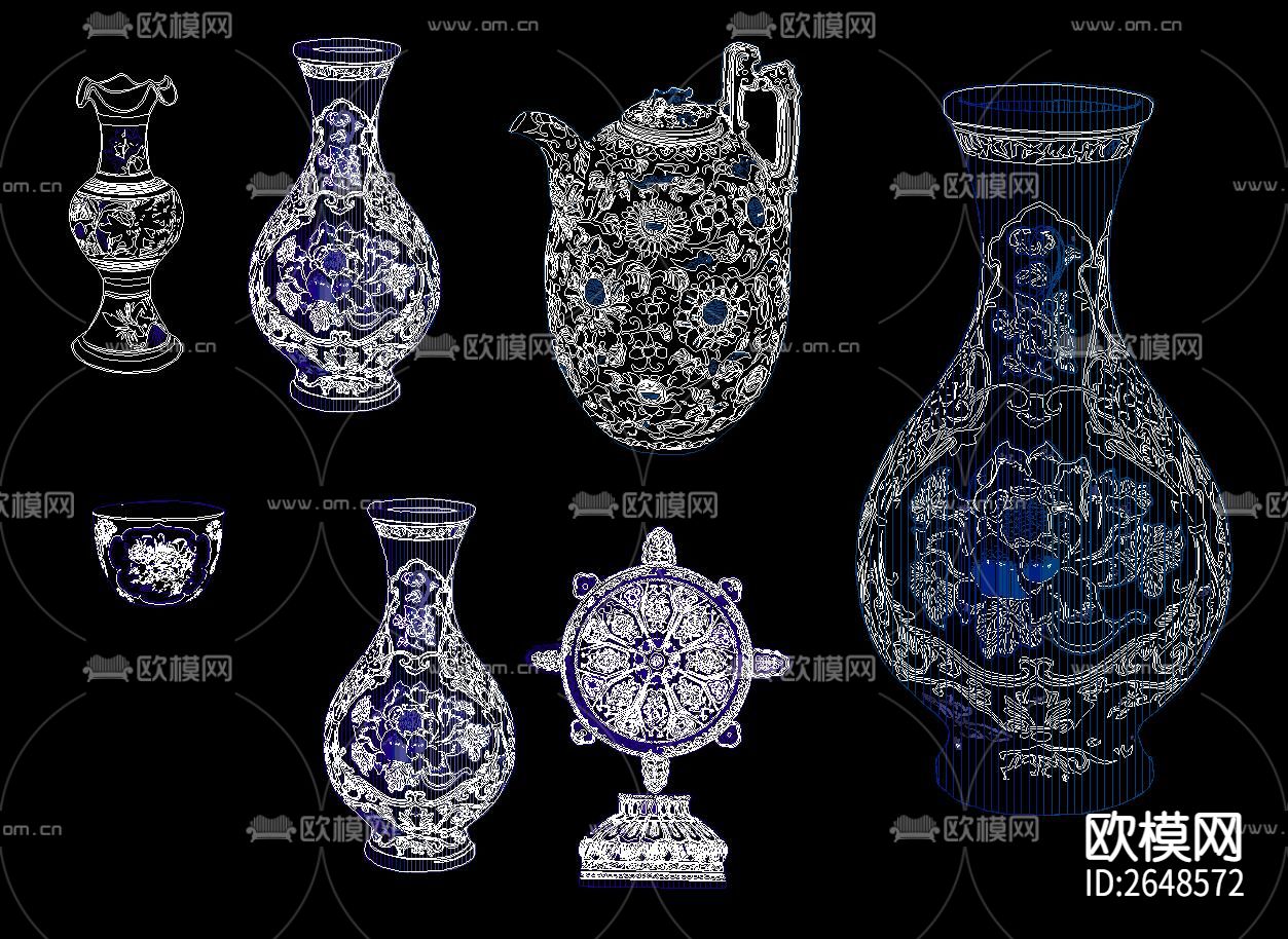 中式传统国画CAD图库下载（渲染图10）