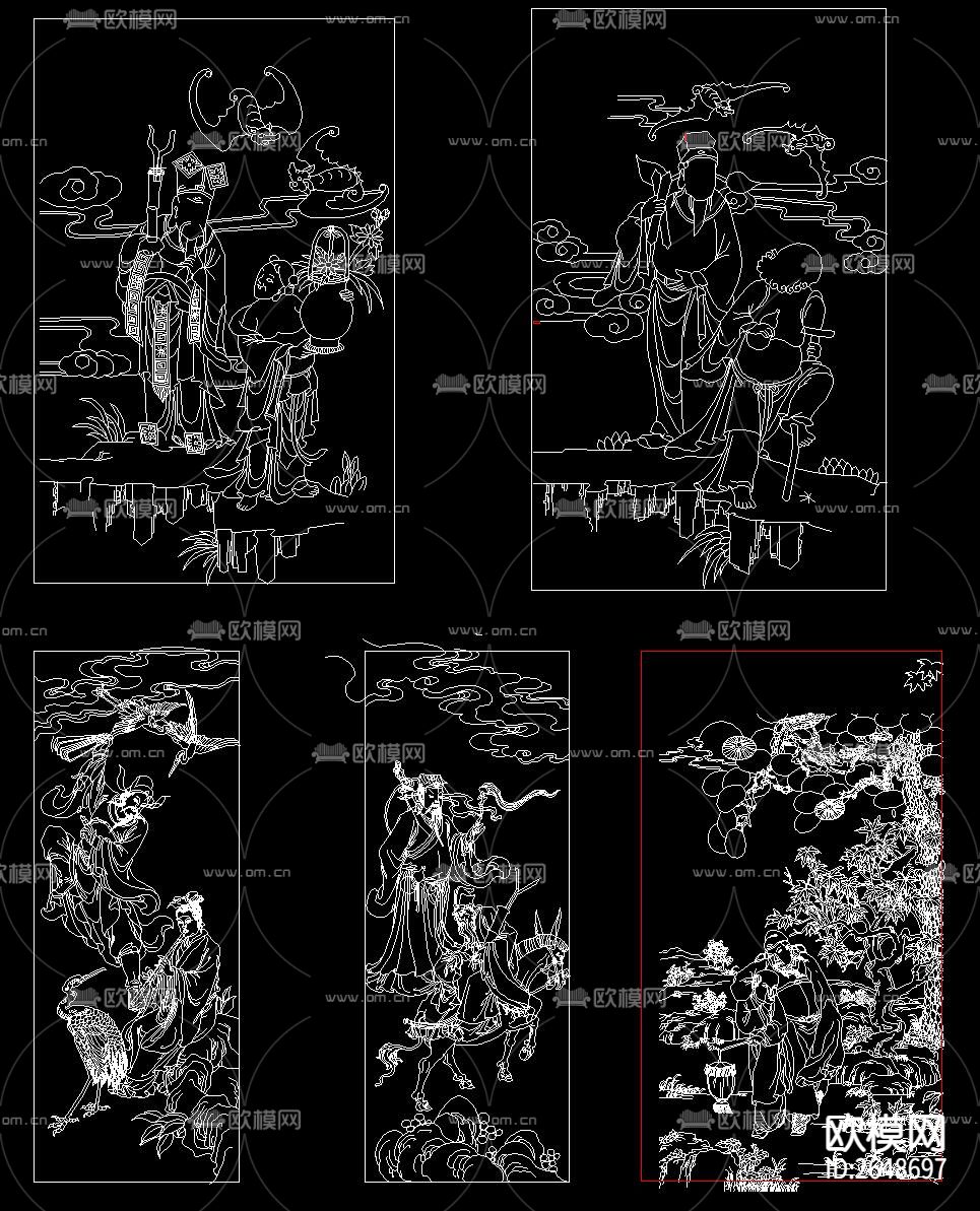 中式雕花CAD图库下载（渲染图2）