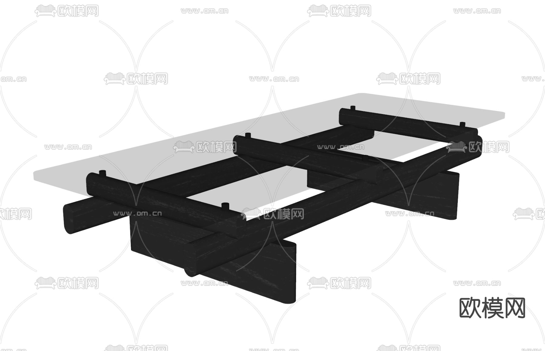 玻璃茶几su模型下载（渲染图2）