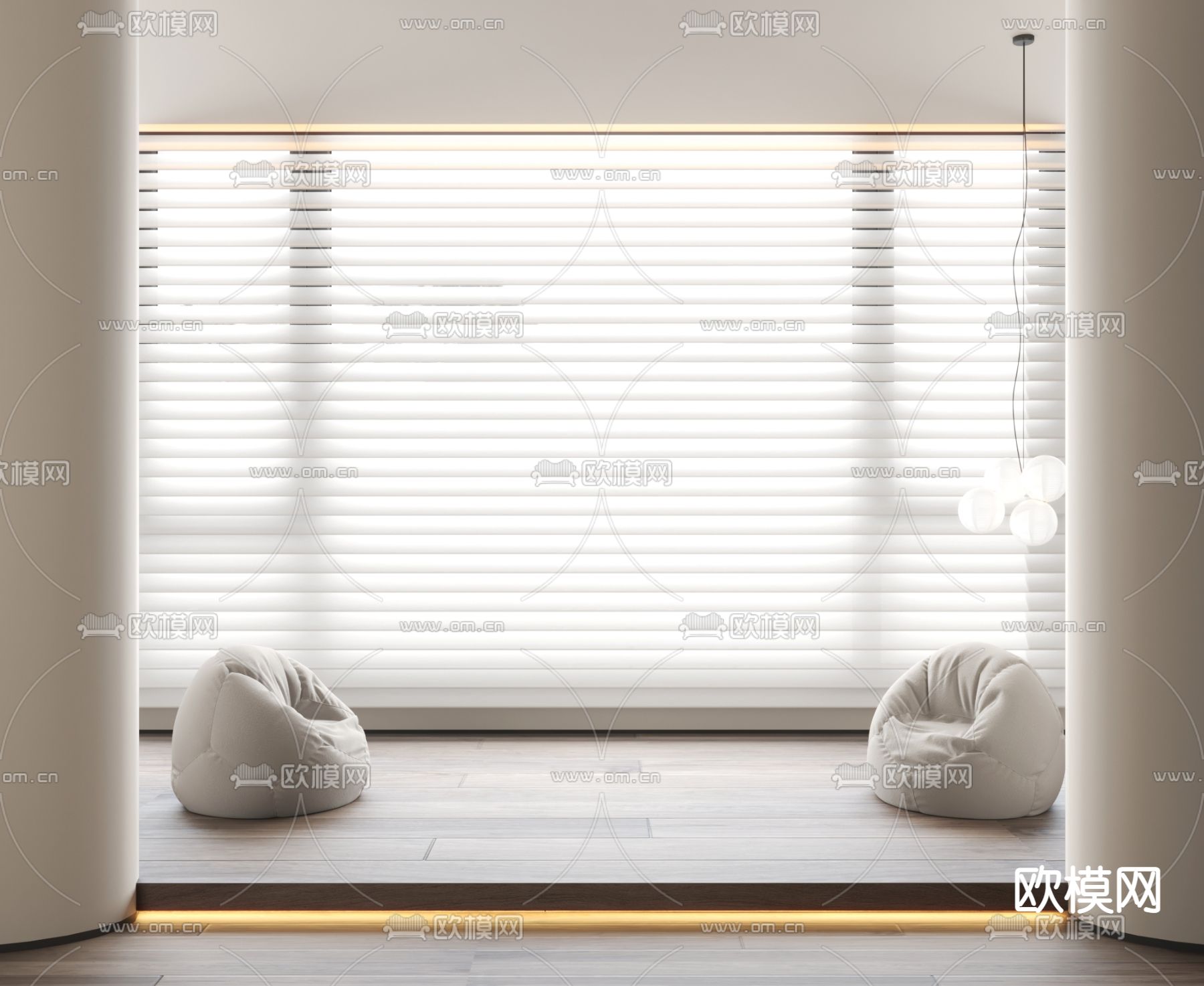 窗帘 梦幻帘 百叶帘su模型下载（渲染图1）