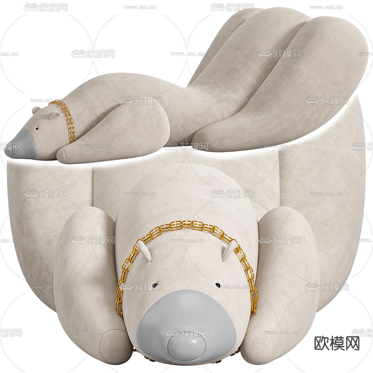 Large 懒人沙发 背极熊沙发3d模型下载（渲染图3）