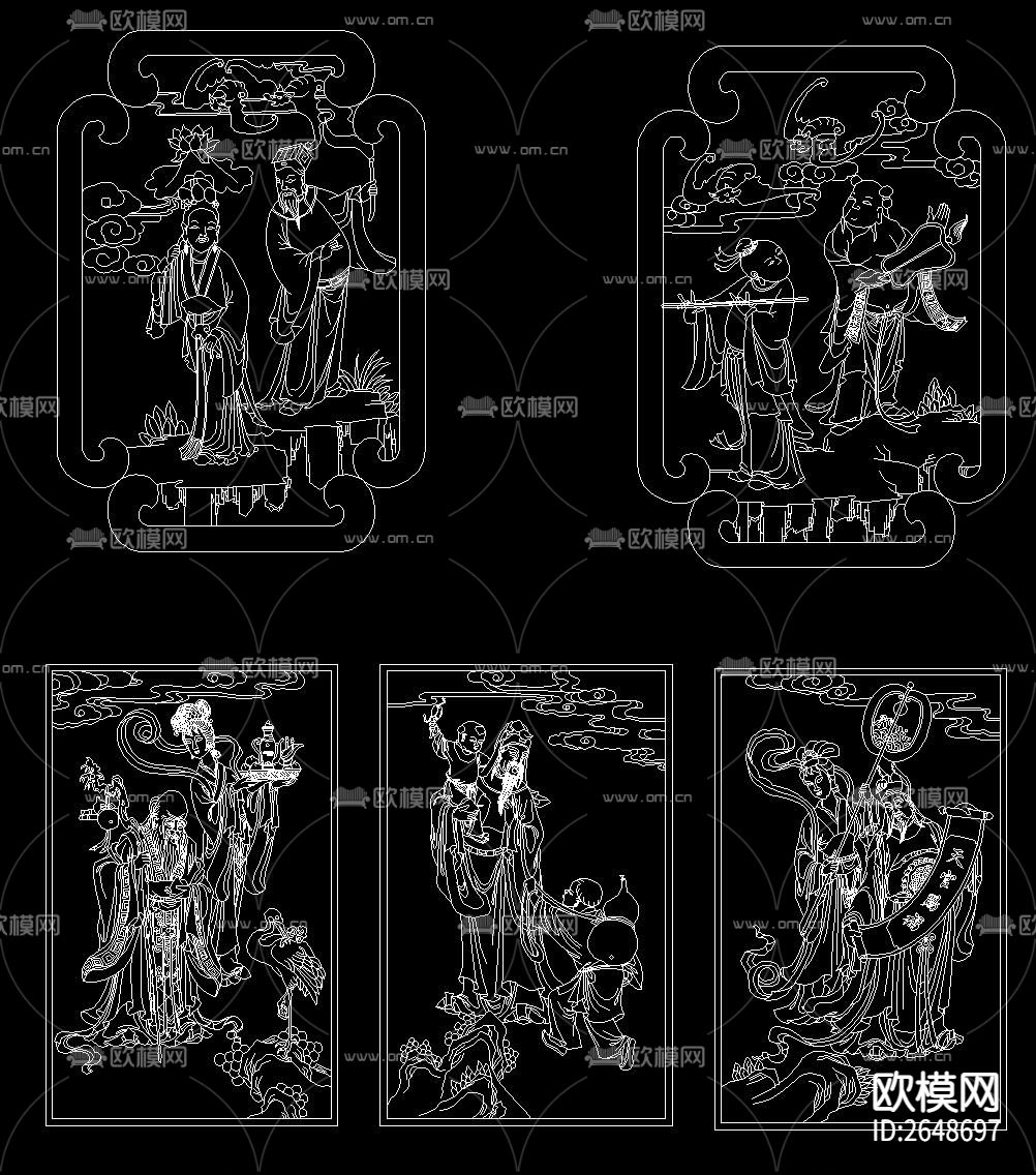 中式雕花CAD图库下载（渲染图3）