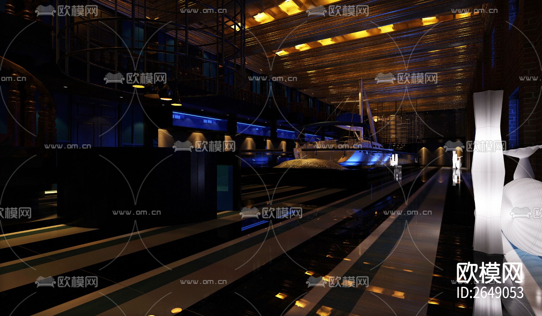 茶餐厅饭店CAD施工图下载（渲染图8）