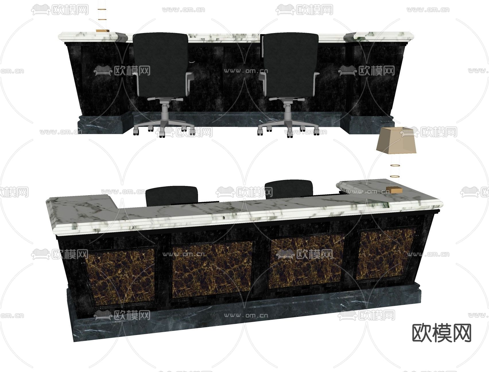 欧式前台 接待台 服务台su模型下载（渲染图2）