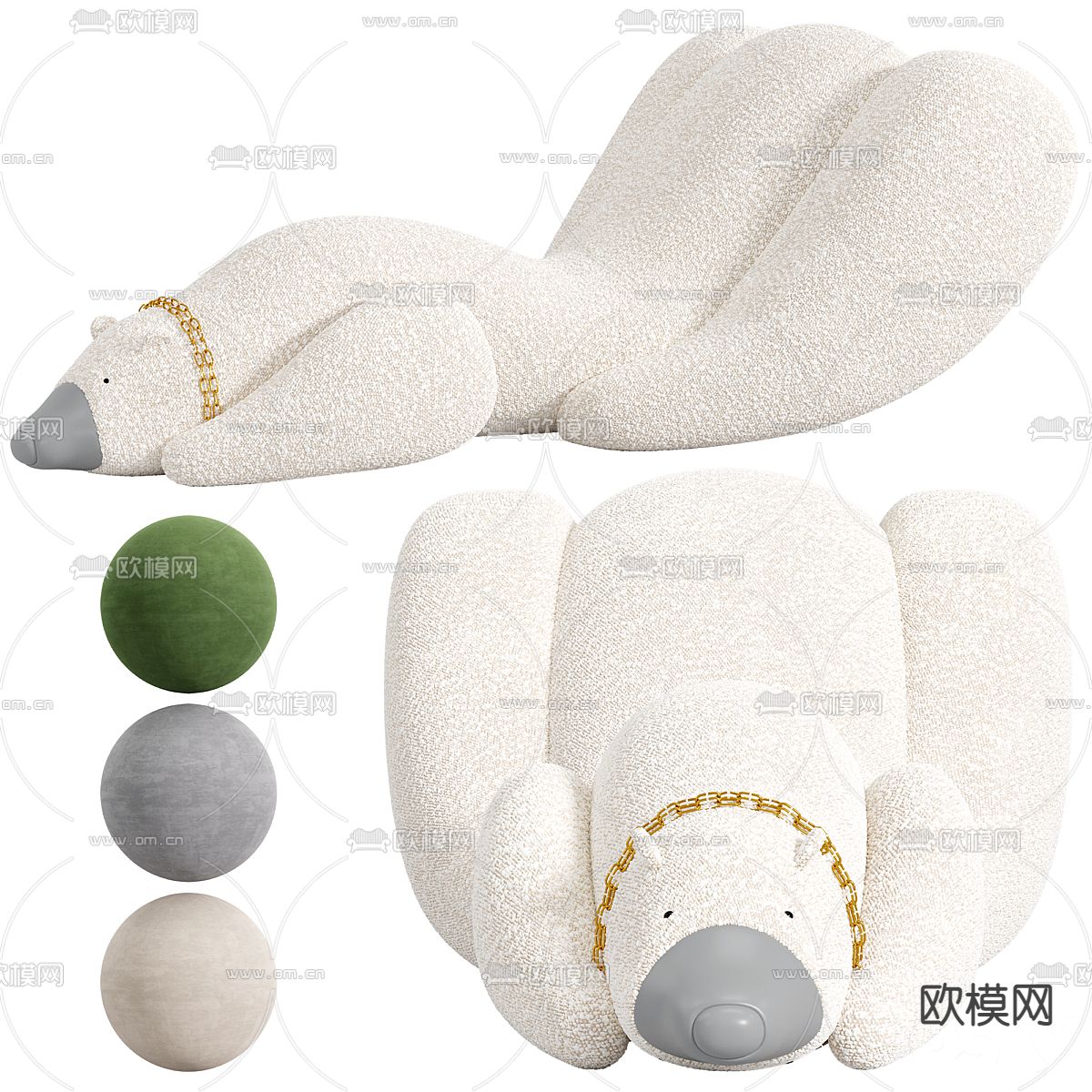 Large 懒人沙发 背极熊沙发3d模型下载（渲染图1）