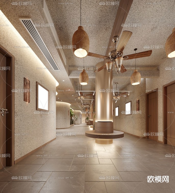 侘寂风走廊 过道3d模型下载_ID14095191_3dmax免费模型-欧模网