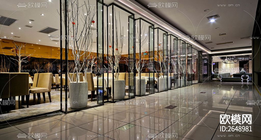 茶餐厅饭店CAD施工图下载（渲染图6）