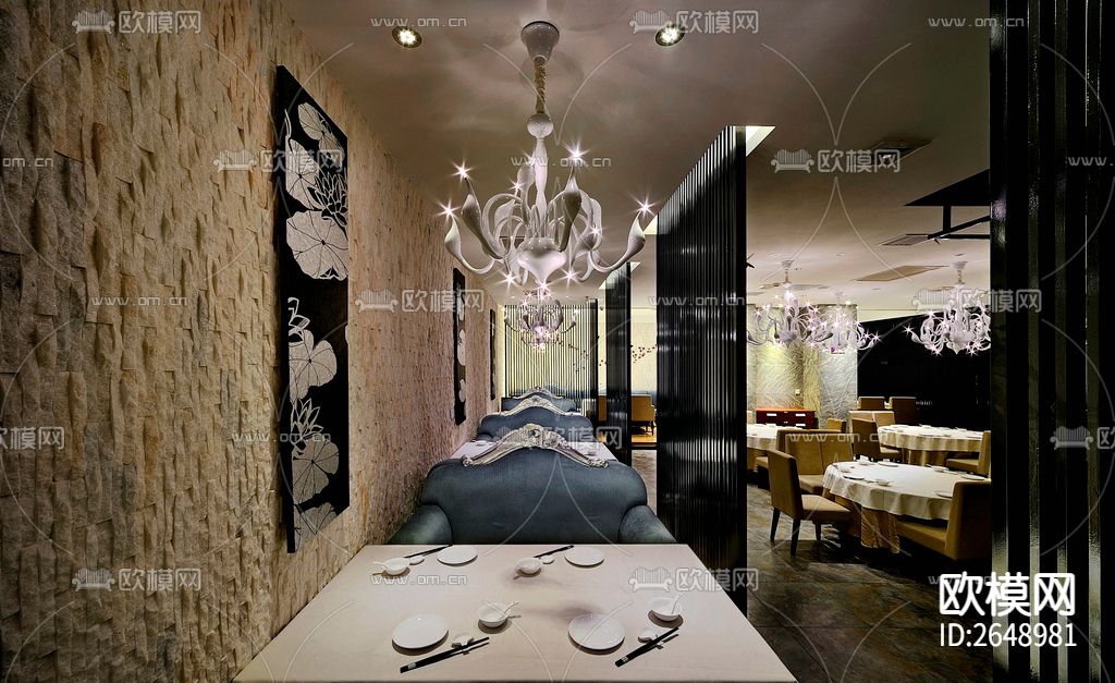 茶餐厅饭店CAD施工图下载（渲染图8）