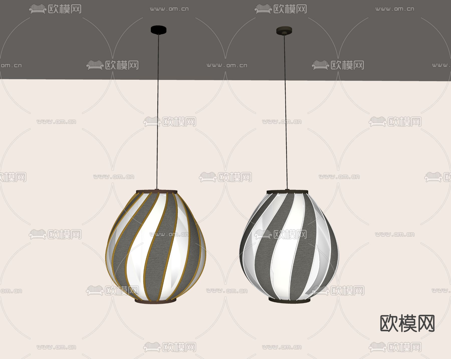 奶油风吊灯 餐厅灯su模型下载（渲染图2）