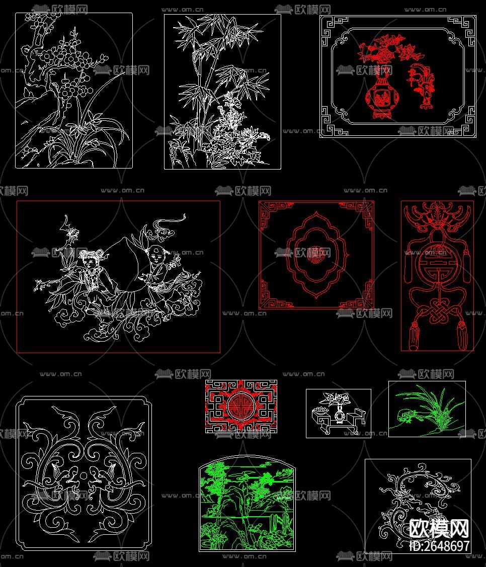 中式雕花CAD图库下载（渲染图7）