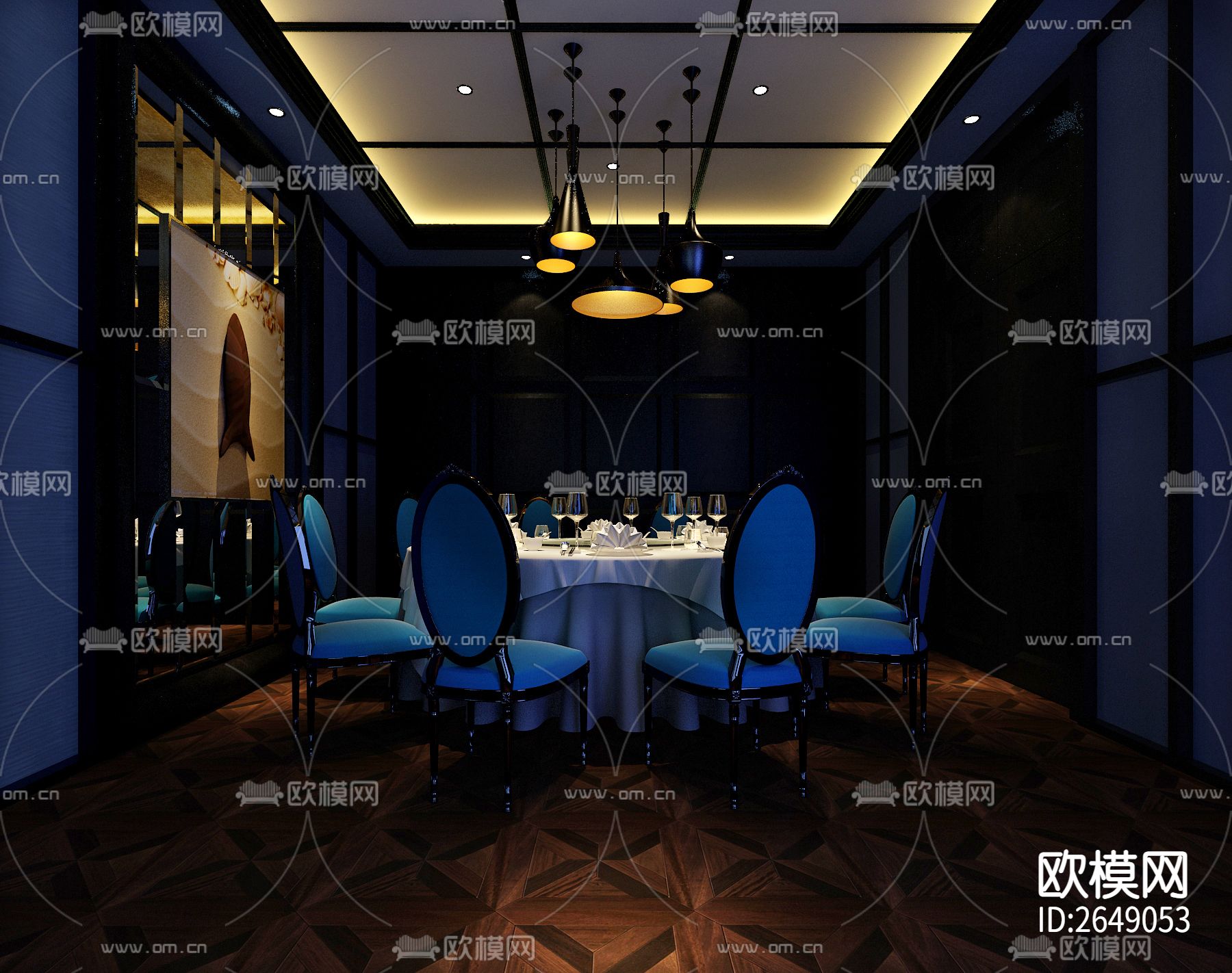 茶餐厅饭店CAD施工图下载（渲染图5）