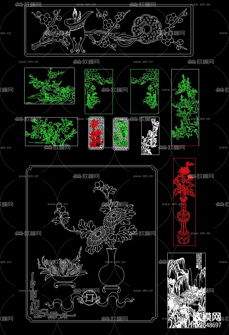 中式雕花CAD图库下载（渲染图9）
