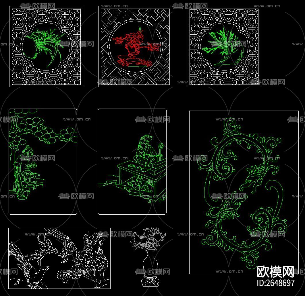 中式雕花CAD图库下载（渲染图8）