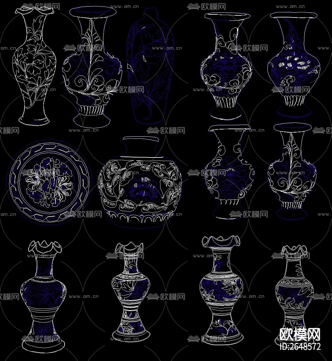 中式传统国画CAD图库下载（渲染图9）