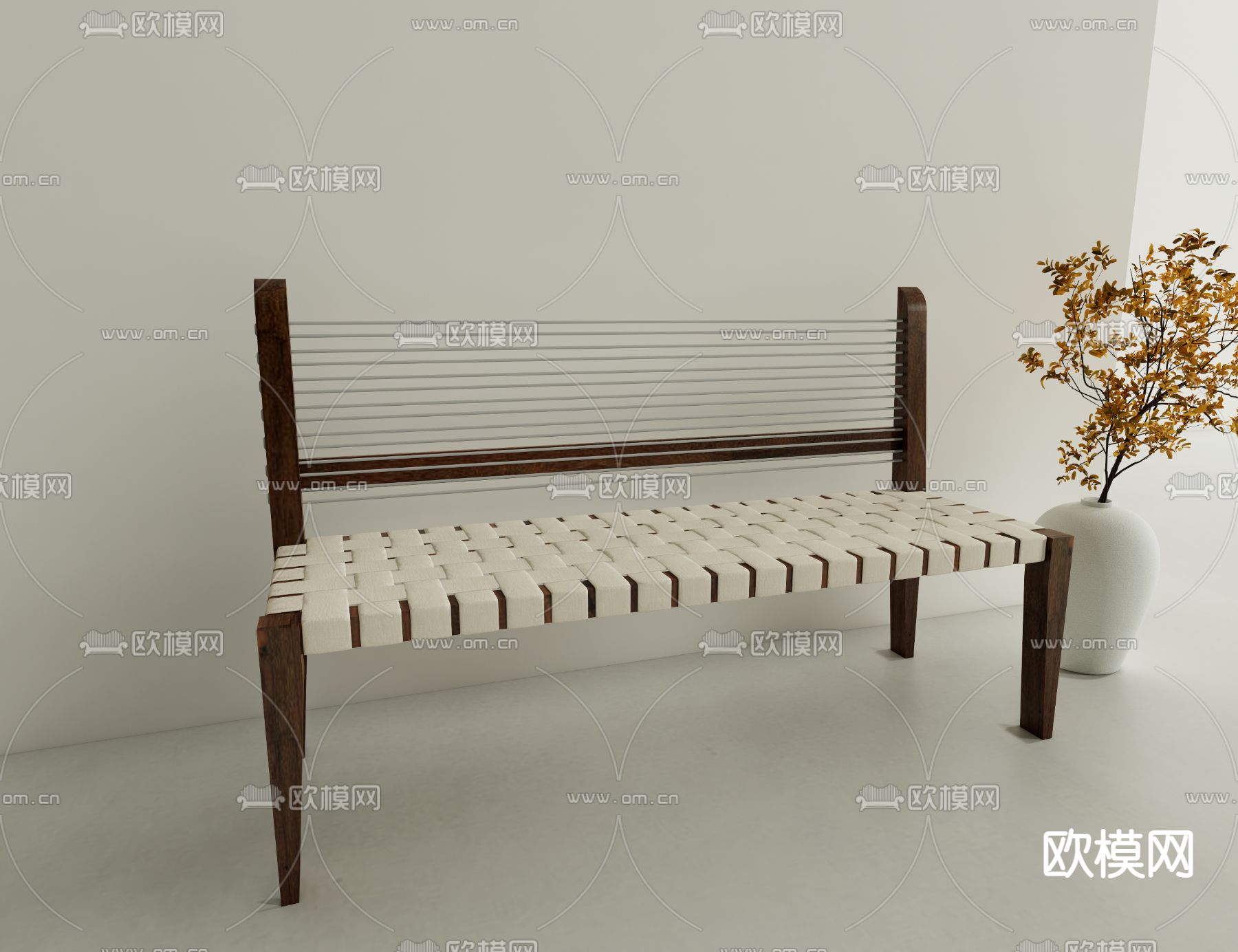 侘寂风椅子 长椅su模型下载_ID14093687_sketchup模型下载-欧模网