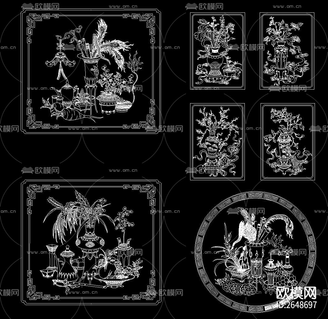 中式雕花CAD图库下载（渲染图5）