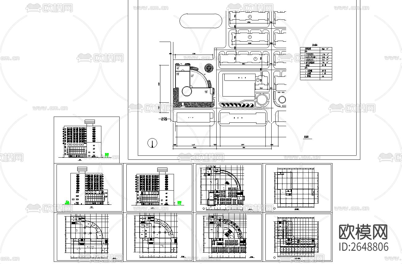 高层综合楼CAD施工图下载（渲染图1）