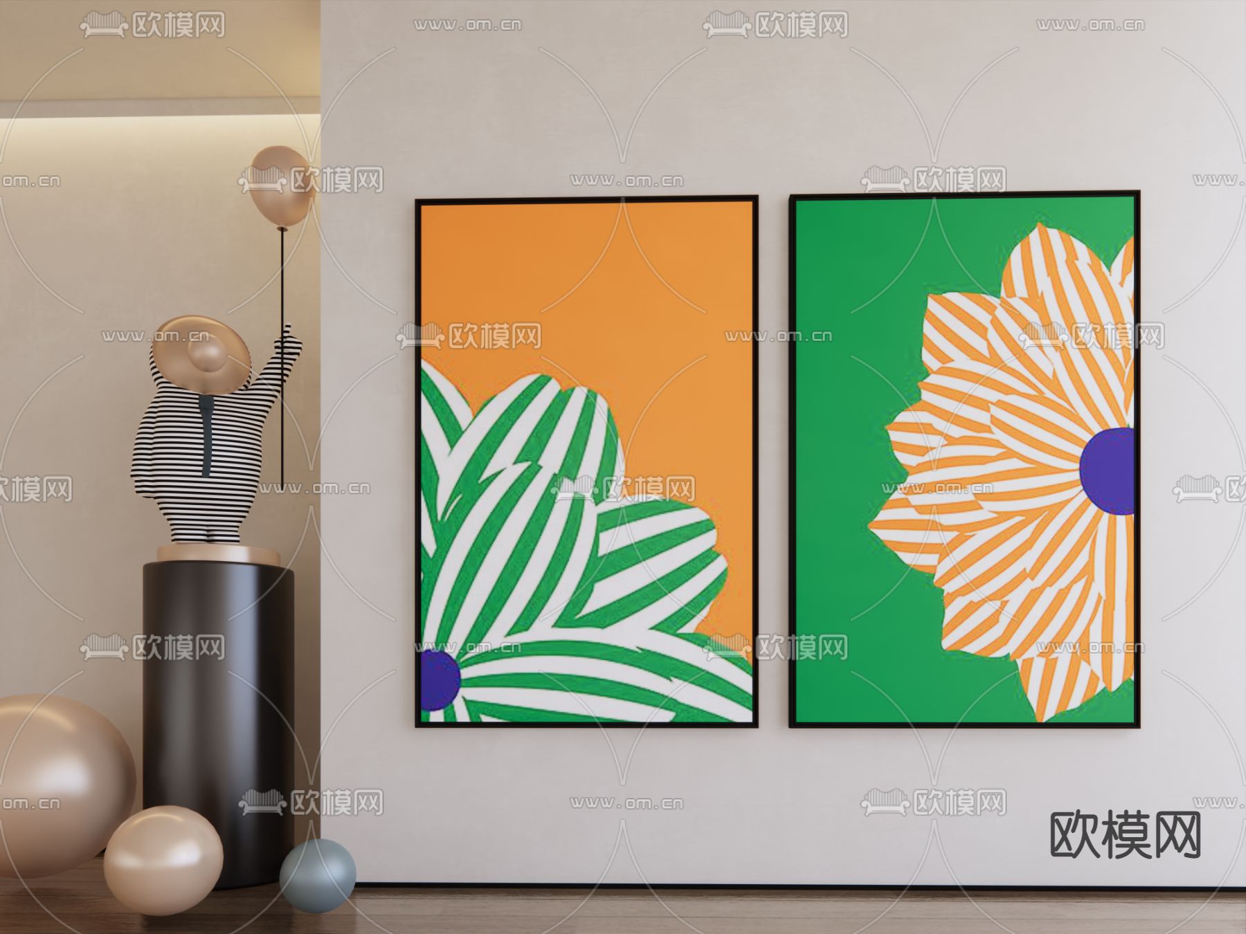 抽象装饰挂画su模型下载（渲染图1）