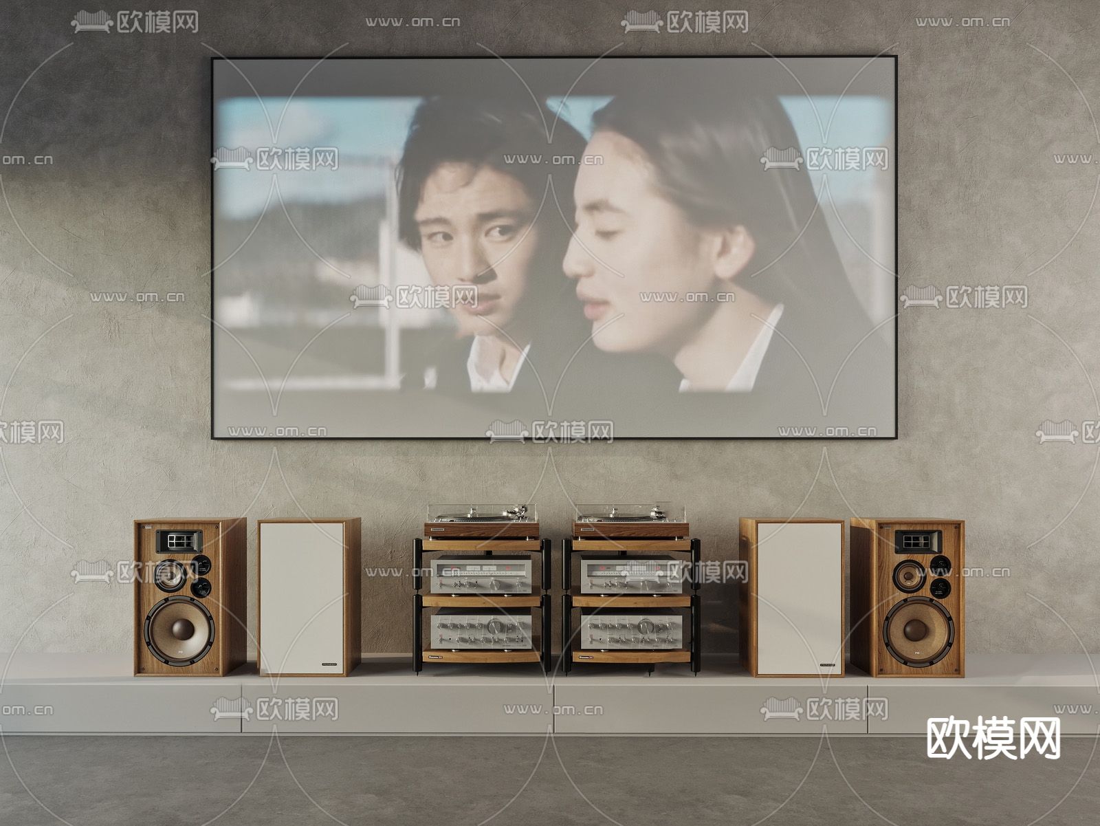 激光电视 音响su模型下载（渲染图1）