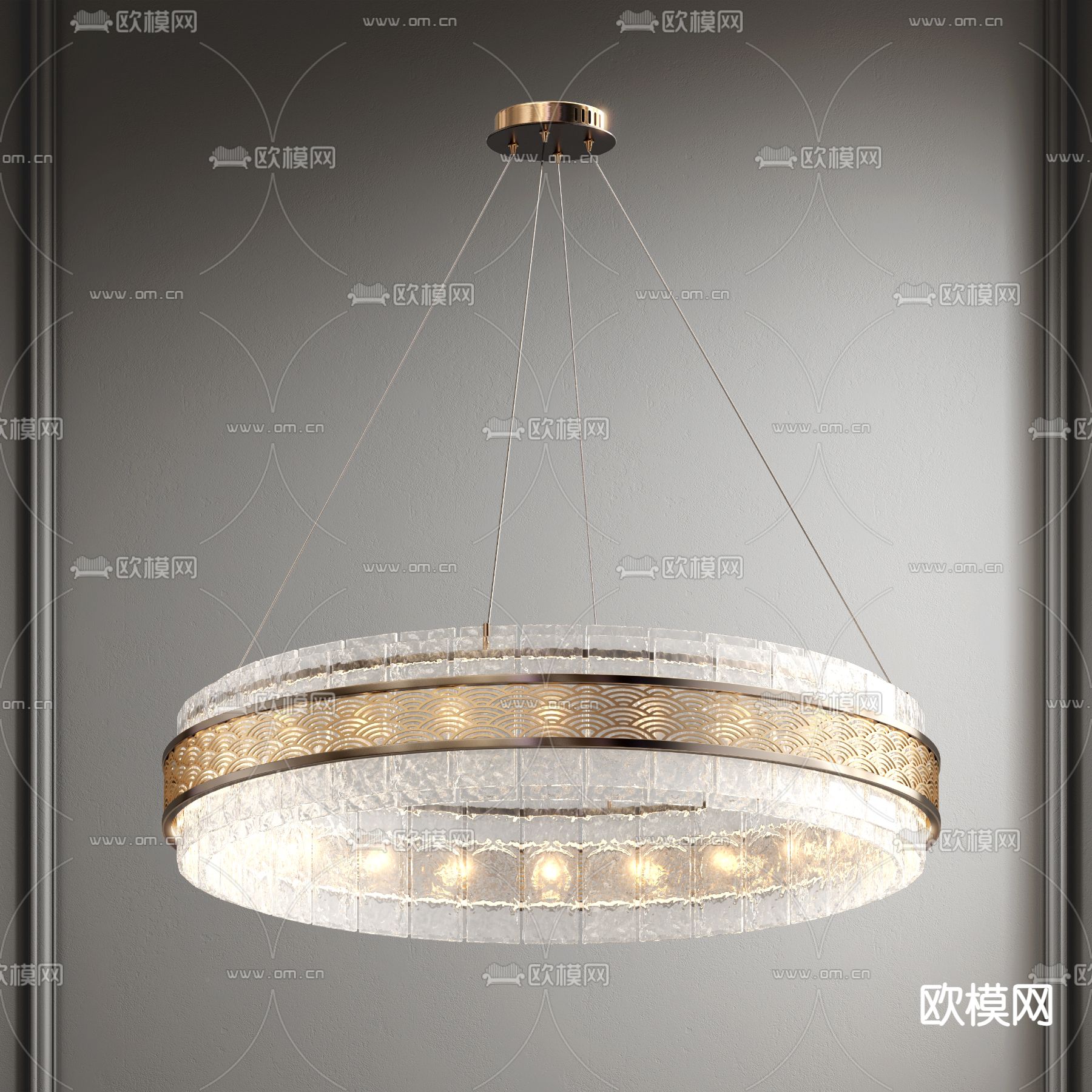 新中式吊灯 圆环吊灯3d模型下载_ID14094523_3dmax免费模型-欧模网