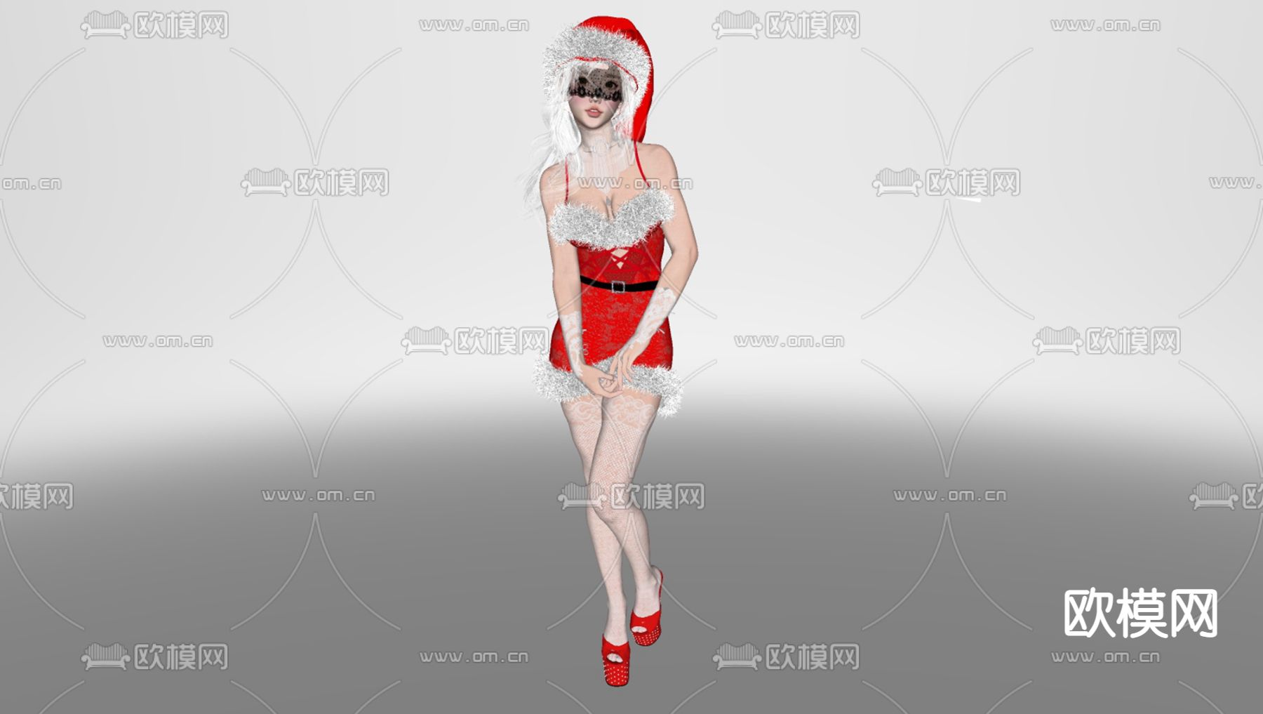 圣诞女孩 美女 人物su模型下载（渲染图2）
