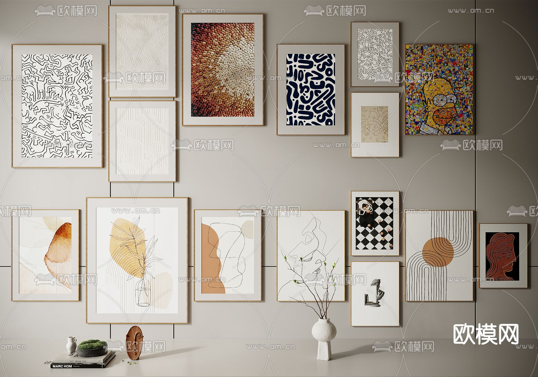 北欧装饰挂画su模型下载（渲染图1）